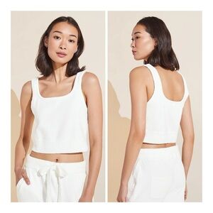 Eberjey Ivory Recycled Boucle Cropped Tank Top Oversized Athleisure Lounge Sz S